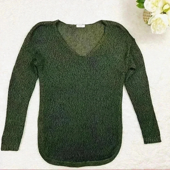 Harper Heritage Olive Green V-Neck Elbow Patch Oversized Sweater - Picture 1 of 16
